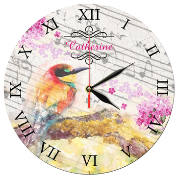 ساعت دیواری طرح پرنده و شاخه و گل کد 1214